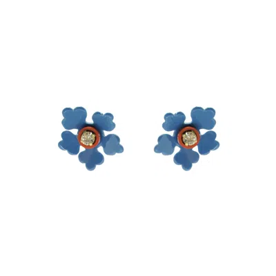 Gissa Bicalho Women's Acrylic Handmade Earring Kit Flower - Blue