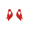 Gissa Bicalho Women's Acrylic Handmade Earring Leaf Deco Red In Red
