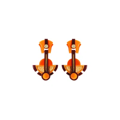 Gissa Bicalho Women's Acrylic Handmade Earring Long Buriti Orange