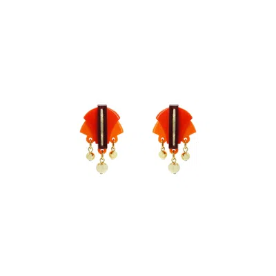Gissa Bicalho Women's Acrylic Handmade Earring Oca Orange