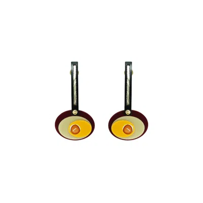 Gissa Bicalho Women's Acrylic Handmade Earring Orbits Long Mustard In Metallic