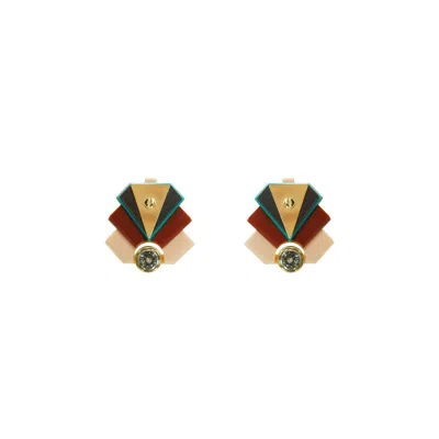 Gissa Bicalho Women's Acrylic Handmade Earring P Empire Cinnamon In Yellow