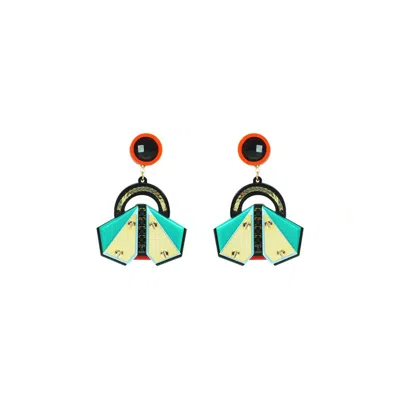 Gissa Bicalho Women's Acrylic Handmade Earring Papaloti / Turquoise Green