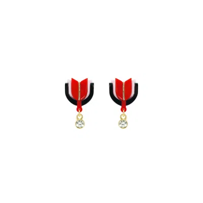 Gissa Bicalho Women's Acrylic Handmade Earring S Alamanda Red