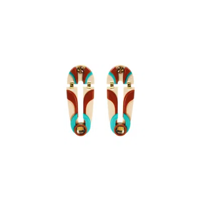 Gissa Bicalho Women's Acrylic Handmade Earring Shield Cinnamon