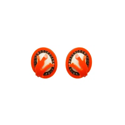 Gissa Bicalho Women's Acrylic Handmade Earring Short Coral Pearl Orange