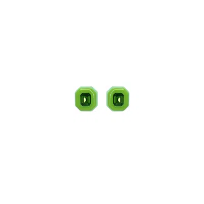 Gissa Bicalho Women's Acrylic Handmade Earring Short Stone Octagonal - Green