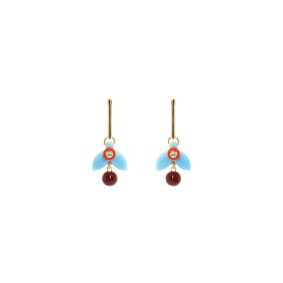 Gissa Bicalho Women's Acrylic Handmade Earring Stem Petunia Pink In Gold