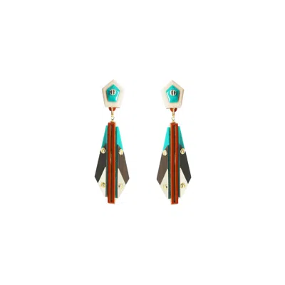 Gissa Bicalho Women's Acrylic Handmade Earring Tower Cinnamon In Yellow
