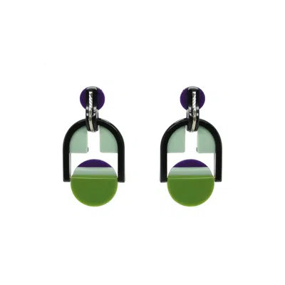 Gissa Bicalho Women's Acrylic Handmade Earring Tri-color - Green