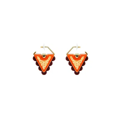 Gissa Bicalho Women's Acrylic Handmade Earring Ubá Orange