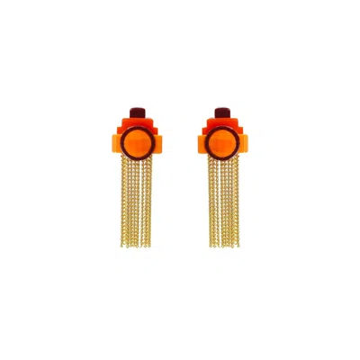 Gissa Bicalho Women's Acrylic Handmade Earring Ytu Orange
