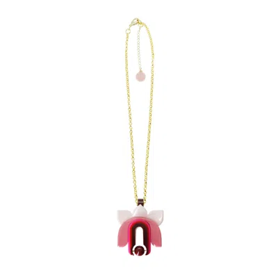 Gissa Bicalho Women's Acrylic Handmade Necklace Chain Lilium Pink