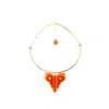Gissa Bicalho Women's Acrylic Handmade Necklace Choker Butterfly Orange In Gold