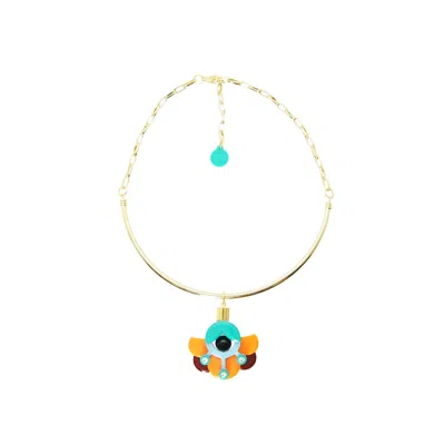 Gissa Bicalho Women's Acrylic Handmade Necklace Choker Petunia Orange