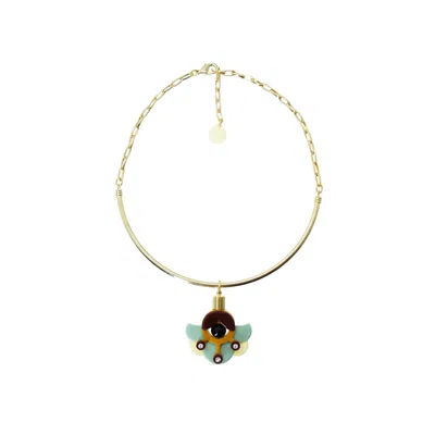 Gissa Bicalho Women's Acrylic Handmade Necklace Choker Petunia Pale Green
