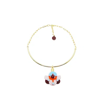 Gissa Bicalho Women's Acrylic Handmade Necklace Choker Petunia Pink