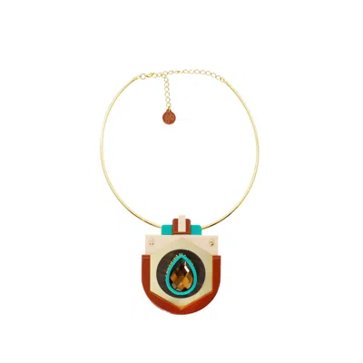 Gissa Bicalho Women's Acrylic Handmade Necklace Empire Cinnamon In Yellow