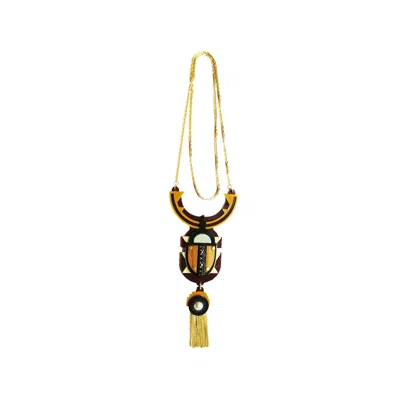 Gissa Bicalho Women's Acrylic Handmade Necklace Long Scarab Pale Green