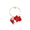 Gissa Bicalho Women's Acrylic Handmade Necklace Orchid Deco Red In Gold