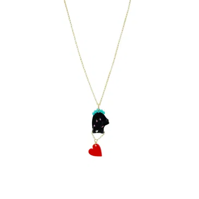 Gissa Bicalho Women's Acrylic Handmade Necklace Pendant Mini Hand Black
