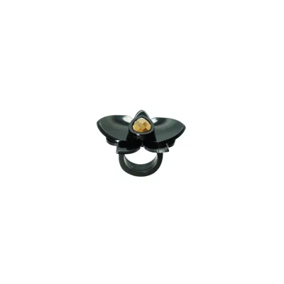 Gissa Bicalho Women's Acrylic Handmade Ring Orchid Black