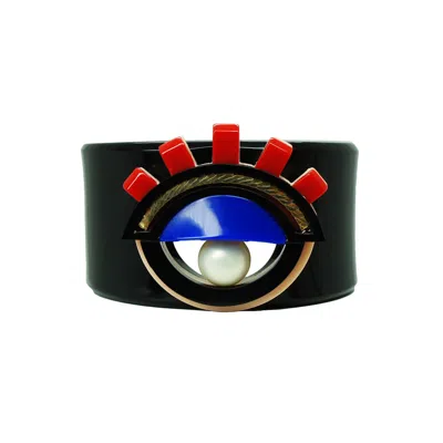 Gissa Bicalho Women's Black / Blue / Red Handmade Acrylic Bracelet Eye Black In Multi