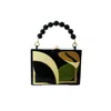 Gissa Bicalho Women's Black / Brown Handmade Acrylic Clutch Anthurium - Khaki In Multi