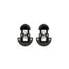 Gissa Bicalho Women's Black / Brown Handmade Acrylic Earring M Deco Mirror Rectangular Stone Black In Multi