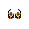 Gissa Bicalho Women's Black / Brown Handmade Acrylic Earring With Oval Cut Stone Mustard