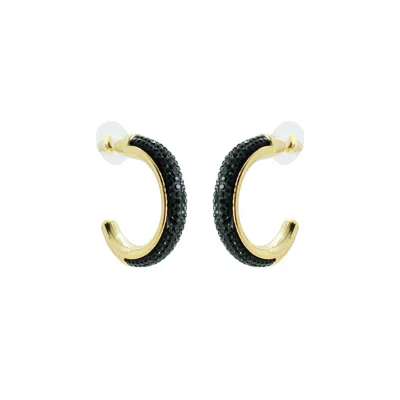 Gissa Bicalho Women's Black / Gold Acrylic Handmade Earring Hoops Strass Black In Multi