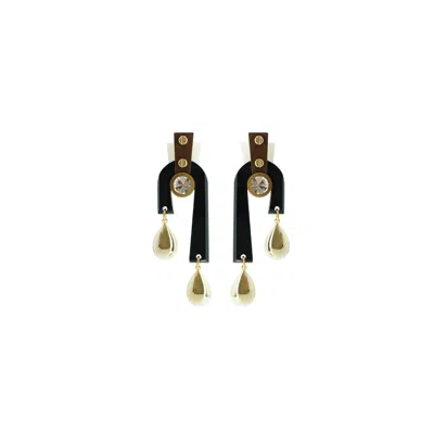 Gissa Bicalho Women's Black / Gold Earring Libra Deco Black