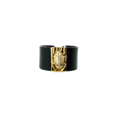Gissa Bicalho Women's Black / Gold Handmade Acrylic Bracelet Scarab Lock