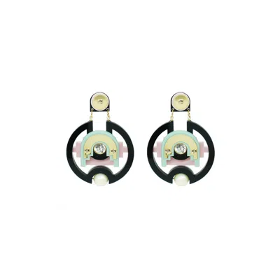 Gissa Bicalho Women's Black / Green Handmade Acrylic Earring Hoops Tikal / Black And Green In Multi