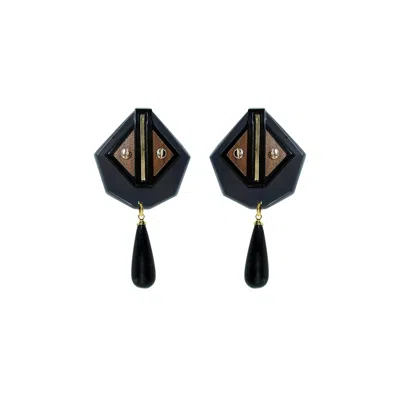 Gissa Bicalho Women's Black / Grey Earring Clef Xs Drop Smoked