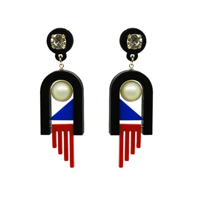 Gissa Bicalho Women's Black Handmade Acrylic Earrings Menphis