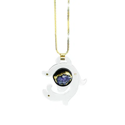 Gissa Bicalho Women's Black Handmade Acrylic Necklace Pendant Aura