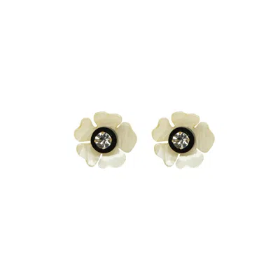 Gissa Bicalho Women's Black / Neutrals Handmade Acrylic Earring Camelia