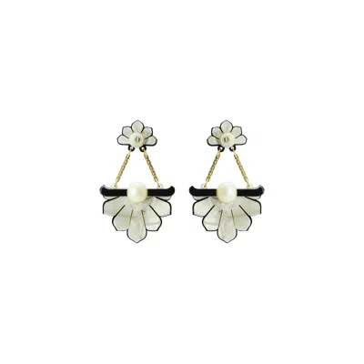 Gissa Bicalho Women's Black / Neutrals Handmade Acrylic Earring Daisy