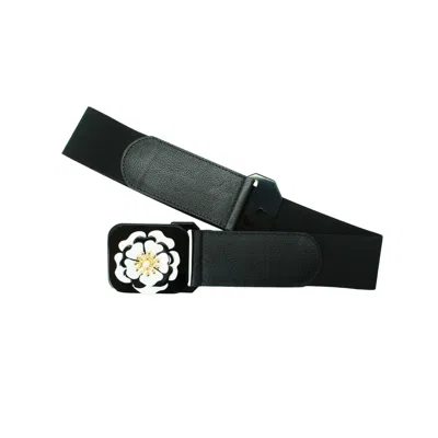 Gissa Bicalho Women's Black / White Handmade Acrylic Belt Camellia White In Red