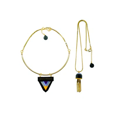 Gissa Bicalho Women's Black / Yellow Acrylic Handmade Necklace Kit Kuntur Yellow In Multi