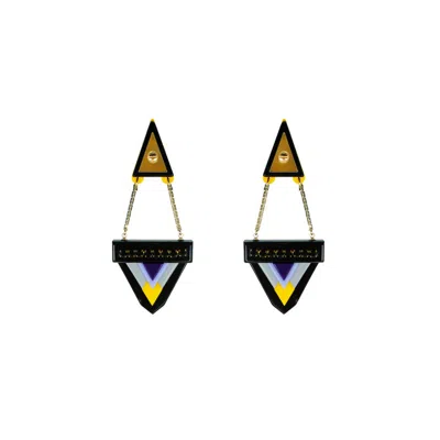 Gissa Bicalho Women's Black / Yellow Handmade Acrylic Earring Kuntur Yellow In Multi