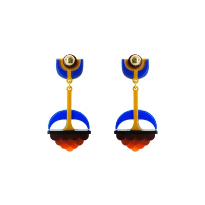 Gissa Bicalho Women's Blue Handmade Acrylic Earring Filianto Topaz In Multi