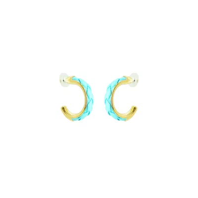 Gissa Bicalho Women's Blue Handmade Acrylic Earring Hoop Oca And Trece Turquoise In Multi