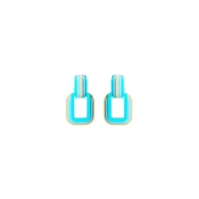 Gissa Bicalho Women's Blue Handmade Acrylic Earring Link Layers S Turquesa In Green