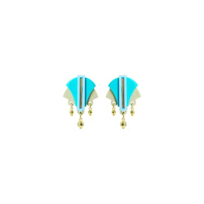 Gissa Bicalho Women's Blue Handmade Acrylic Earring Oca Turquoise In Multi