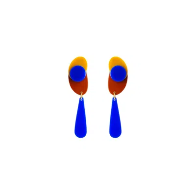 Gissa Bicalho Women's Blue Handmade Acrylic Earring Organic F Bic In Gray