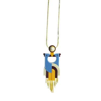 Gissa Bicalho Women's Blue Handmade Acrylic Necklace Quetzal / Hortensia