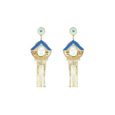 Gissa Bicalho Women's Blue / Neutrals Acrylic Handmade Earring Maya Nude