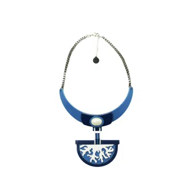 Gissa Bicalho Women's Blue / White Acrylic Handmade Necklace Coral Blue In Multi